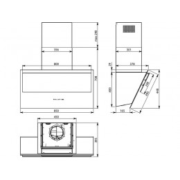 Вытяжка Falmec VERSO NRS 85 BLACK, SKU 27742, 800 м³/ч, черное стекло, сенсорное управление.