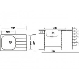 Мойка Ukinox Гранд GRM780.480 -GT6K 1R, нерж. сталь, 400x400 мм, врезная, 0,6 мм, 3 ½