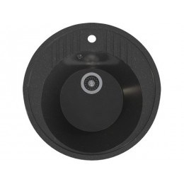 Мойка Gamma Stone GS-22, 26047, врезная, мрамор, Ø 516 мм, 1 чаша, черный 308