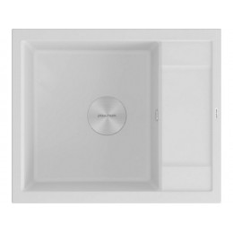 Мойка врезная гранитная 23849, 600x500x200 мм, с крылом, белый