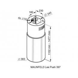 Вытяжка MAUNFELD Lee Push 33350, островная 38 см, черный, 1050 м3/ч