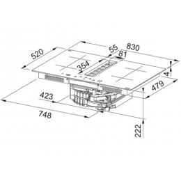 Варочная панель Franke 35551 83 см, индукционная с вытяжкой, 4 зоны, черная, A+