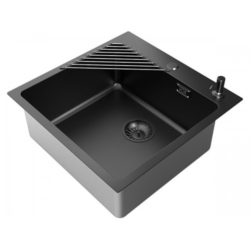 Мойка Ukinox Лофт LOV500.500-GT10P 0CW 01 - Чёрный, Ролл-Мат, Дозатор и Выпуск