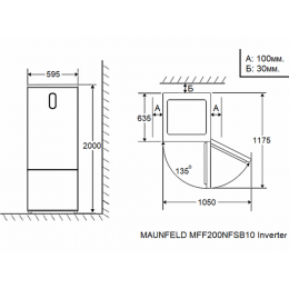 Холодильник MAUNFELD MFF200NFSB10, 33555, 377л, NoFrost, A++