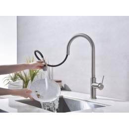 Смеситель Paulmark Galant Ga213077-BS, латунь, 180° поворот, высота 477 мм, SKU 26759