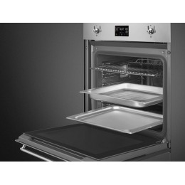 Духовой шкаф SMEG SO6302S3PX 60 см, 67 л, пар, нерж. сталь, черное стекло, таймер, 12 функций, AirFry, BBQ