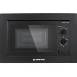 СВЧ-печь MEFERI MMO6020BK LIGHT 20л, 1300Вт, встраиваемая, черная, 60 см, металл, 5 режимов, без гриля, таймер 35 мин, нерж. сталь, диаметр 245 мм, SKU 29361
