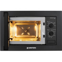 СВЧ-печь MEFERI MMO6020BK LIGHT 20л, 1300Вт, встраиваемая, черная, 60 см, металл, 5 режимов, без гриля, таймер 35 мин, нерж. сталь, диаметр 245 мм, SKU 29361