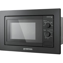 СВЧ-печь MEFERI MMO6020BK LIGHT 20л, 1300Вт, встраиваемая, черная, 60 см, металл, 5 режимов, без гриля, таймер 35 мин, нерж. сталь, диаметр 245 мм, SKU 29361