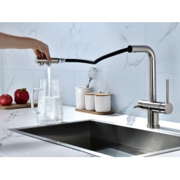 Смеситель Paulmark Serpentine SE213222-BS (SKU 24365), латунь, выдвижной излив, 330 мм