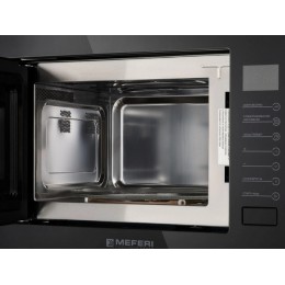 СВЧ-печь MEFERI MMO6025BK ULTRA 25л, 1450Вт, встраиваемая, черная, 60 см, сенсорное управление, 8 режимов, 5 уровней мощности, таймер 95 мин, SKU 29369