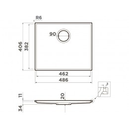 Мойка 34370 Omoikiri Kiten 48-INT GB Artceramic 486x406 мм для тумбы от 60 см