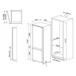 Холодильник SMEG C9174TN5D1 54 см, белый, NoFrost, 248 л, инверторный, 35 дБ, SKU 33686