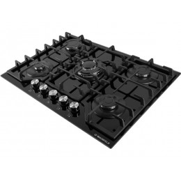 Варочная панель MAUNFELD 35604, газовая 70 см, черная, 5 конфорок, WOK