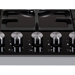 Варочная панель MAUNFELD 35604, газовая 70 см, черная, 5 конфорок, WOK