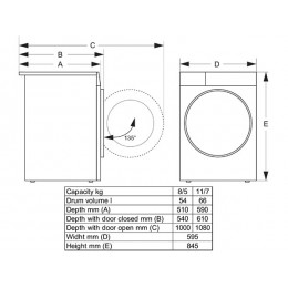Стирально-сушильная машина Gorenje WDG2P854A3C2/C, 8 кг, 1400 об/мин, белая, SKU 36305