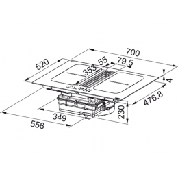 Индукционная варочная панель Franke 28713 70 см с вытяжкой, черная, 4 зоны, Touch Control.