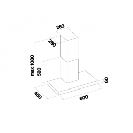 Вытяжка Falmec MERCURIO BLACK 60, SKU 25122, 600 м³/ч, LED, Т-образная