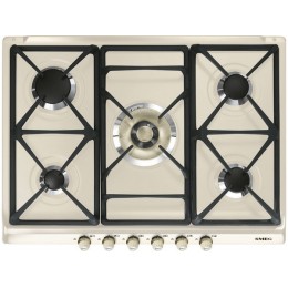 Газовая варочная панель SMEG 28125, кремовая, 5 зон, 69 см