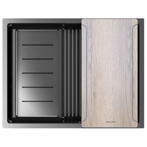 Мойка Paulmark Next-multi sink 58 uni PM785845-GM из вороненой стали - Качество и Стиль для Вашей Кухни
