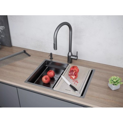 Мойка Paulmark Next-multi sink 58 uni PM785845-GM из вороненой стали - Качество и Стиль для Вашей Кухни