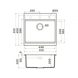 Мойка 34239 Omoikiri Kitagawa 51-GB Artceramic 510x510 мм, врезная, графит