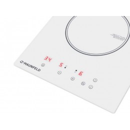 Варочная панель MAUNFELD CVI292WH 29 см, индукционная, 2 конфорки, белая, 3500 Вт, сенсорное управление, таймер, SKU 35753.