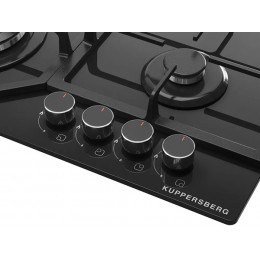 Варочная панель Kuppersberg FG 60 B газовая 59 см, чёрное стекло, 4 конфорки, SKU 36154