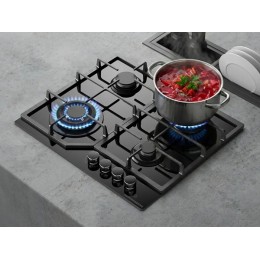 Варочная панель Kuppersberg FG 60 B газовая 59 см, чёрное стекло, 4 конфорки, SKU 36154