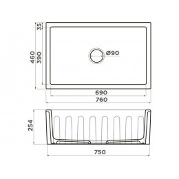 Мойка 34360 Omoikiri Mikura 76 Natceramic 760x460 мм для тумбы от 80 см