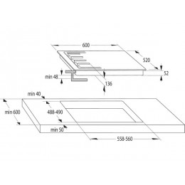 Варочная панель Gorenje GTW641EB 60 см, газовая, стекло, 4 конфорки, 27360