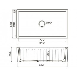 Мойка 34269 Omoikiri Mikura 83-CC Natceramic, 840x460 мм, без крыла
