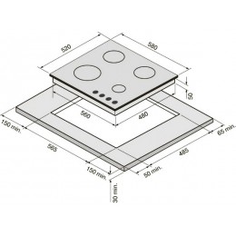 Варочная панель KRONA NEBEL 60 WH W газовая 34071, 4 зоны, WOK, белая.
