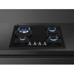 Газовая варочная панель SMEG PV364N, 60 см, 4 горелки, стекло, чугун, SKU 28081