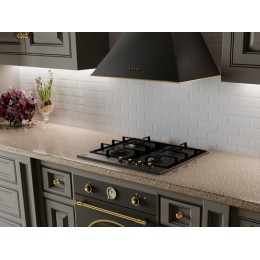 Варочная панель Korting HG 661 CTGN газовая 60 см, 4 конфорки, матовый черный, SKU 23190