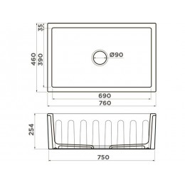 Мойка 34305 Omoikiri Mikura 76 Natceramic 760x460 мм для тумбы от 80 см