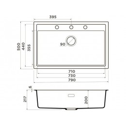 Мойка Omoikiri Sintesi 79-GB 34406 Artceramic 790x500 мм