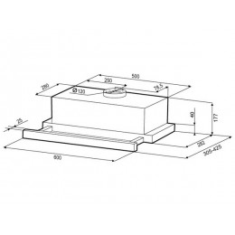 Вытяжка KRONA KAMILLA 600 GLASS white, 11215, 820 м3/ч, 2 мотора, 3 скорости