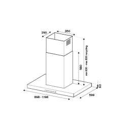 Вытяжка Bertazzoni KTI90PRO1XA, 90 см, 700 м³/ч, нержавеющая сталь, 69 дБ, A, SKU 10218