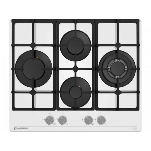 Варочная панель MEFERI MGH604WH GLASS ULTRA - Газовая плита с стеклянной поверхностью, 60 см, 4 конфорки