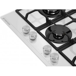 Варочная панель MEFERI MGH604WH GLASS ULTRA газовая 60 см, 4 конфорки, белая, стекло, SKU 29320