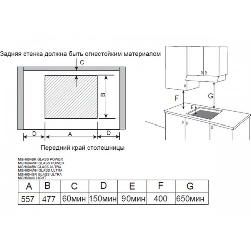 Варочная панель MEFERI MGH604WH GLASS ULTRA - Газовая плита с стеклянной поверхностью, 60 см, 4 конфорки
