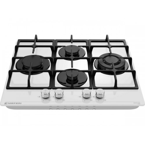 Варочная панель MEFERI MGH604WH GLASS ULTRA - Газовая плита с стеклянной поверхностью, 60 см, 4 конфорки