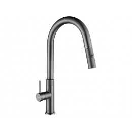 Смеситель Longran Techno LM2183 GunGrey, SKU 20625, однорычажный, с душевой лейкой, темная нержавеющая сталь
