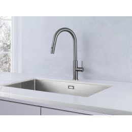 Смеситель Longran Techno LM2183 GunGrey, SKU 20625, однорычажный, с душевой лейкой, темная нержавеющая сталь