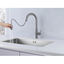 Смеситель Longran Techno LM2183 GunGrey, SKU 20625, однорычажный, с душевой лейкой, темная нержавеющая сталь