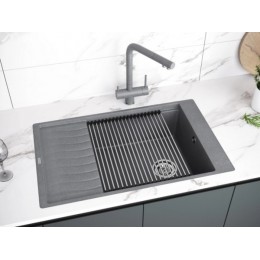 Мойка Kuchenstern BRETT 60 черный, 780x500 мм, Ku-Granit, SKU 30828