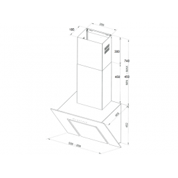 Вытяжка Kuppersberg F 660 W, наклонная 60 см, 1300 м3/ч, нержавеющая сталь, белая, 5 скоростей, пульт ДУ, 43 дБ, SKU 24228.