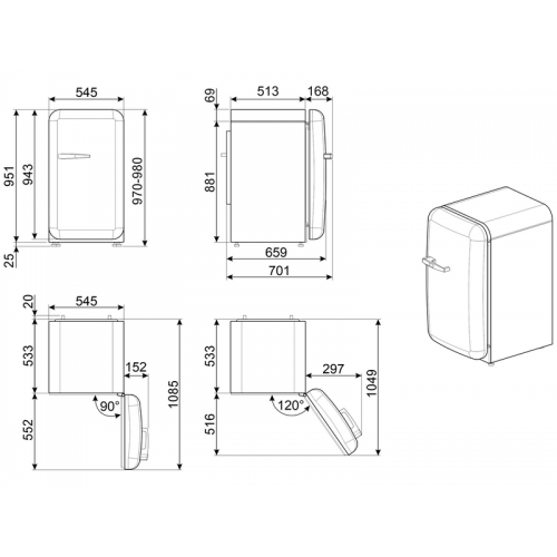 Холодильник SMEG FAB10RCR6 – Стильный ретро-аппарат с высокой энергоэффективностью и вместительностью