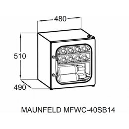 Винный шкаф MAUNFELD MFWC-40SB14, 48 см, черный/медь, 40 л, 14 бутылок, SKU 33436